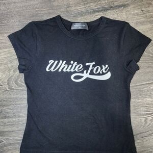 White Fox Boutique Black Tee with White Logo